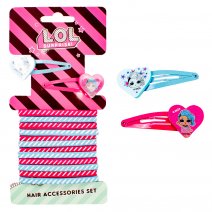 2107-8554 LOL 2 PCS HAIR CLIP AND 14 PCS HAIR ELASTIC SET