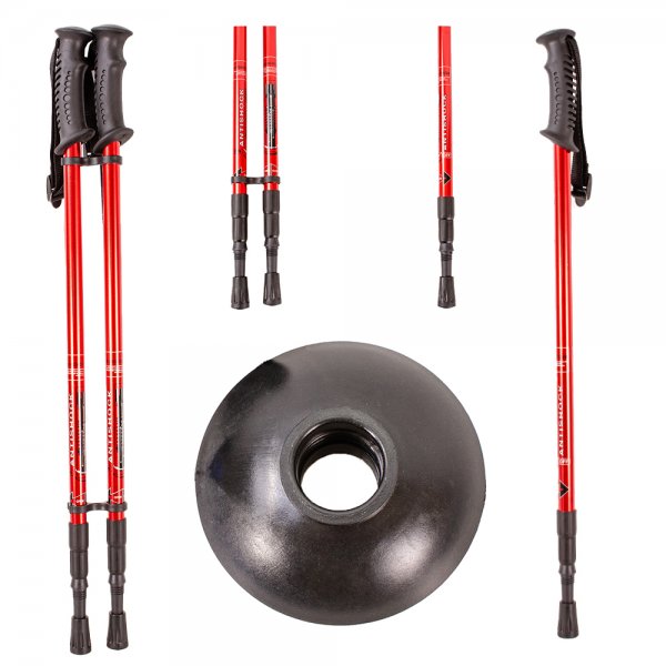 2890-PAIR RED ANTI-SHOCK TREKKING POLES