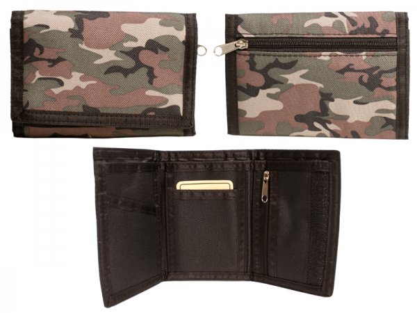8007 BLACK Camouflage Print Trifold Wallet