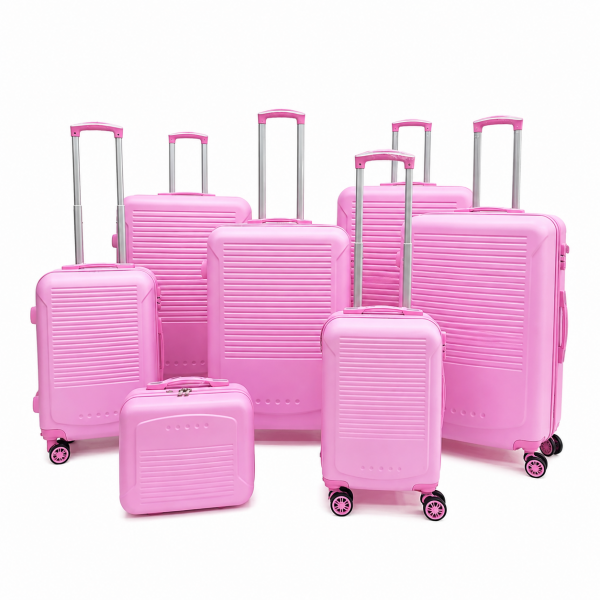 T-HC-716 SET OF 7 Pink Premium Hard Shell Suitcases