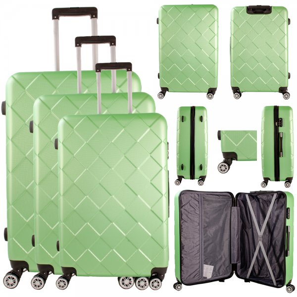 T-HC-11 LIME GREEN SET OF 3 TRAVEL TROLLEY SUITCASE