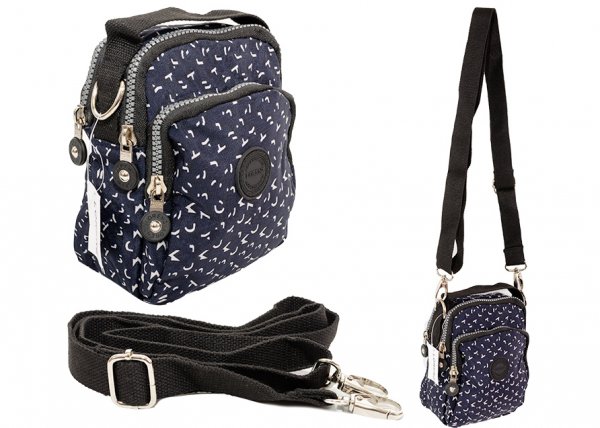 2498 PATTERNED CRINKLED NYLON X-BODY GADGET BAG NAVY BEIGE