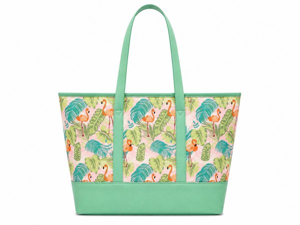 3407/Flamingos Top Zip Tote/Beach
