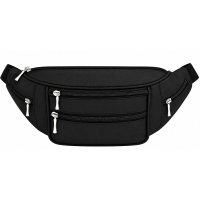 2045 Black 6 Zip Microfibre Bum Bag - V132 (New) 2045 Black 6 Zip Microfibre Bum Bag - V132 (New)