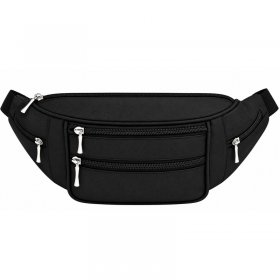 2045 Black 6 Zip Microfibre Bum Bag - V132 (New)