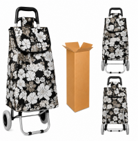 LL-ST05 BLACK WHITE FLORAL PRINT 2WHEEL SHOPPING TROLLEY BOXOF10 LL-ST05 BLACK WHITE FLORAL PRINT 2WHEEL SHOPPING TROLLEY BOXOF10