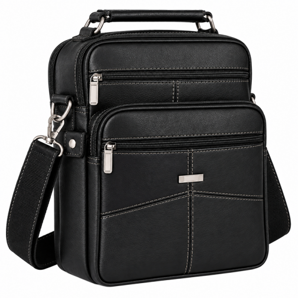 3726 BLACK LARGE UNISEX/GENTS TRAVEL MULTI PKT BAG