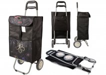 6961/W SOLID BLK W/NEON FLORAL 2 WHEEL SHOPPING TROLLEY