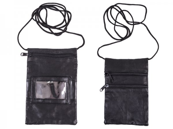 1471 S.Nappa Neck Purse,3 Zips & Back Pass Pkt