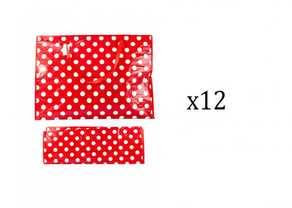 LL-SB3 RED POLKA DOT REUSABLE SHOPPING BAG x12