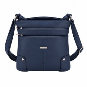 5876 Blue Leather Grn PU Twin Top Zip Bag,4 Zipped Pockets (New)