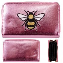 LW175B PINK METALLIC BEE PURSE W/COIN SECTION