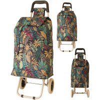 MS-001 FLOWER PATTERN BLACK MULTICOLOURED TWO-WHEELED TROLLEY