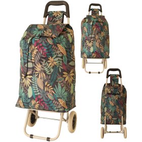 MS-001 FLOWER PATTERN BLACK MULTICOLOURED TWO-WHEELED TROLLEY