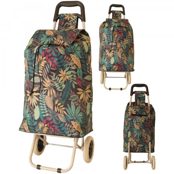 MS-001 FLOWER PATTERN BLACK MULTICOLOURED TWO-WHEELED TROLLEY