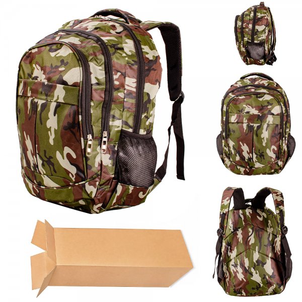 BP-110 CAMOUFLAGE ARMY GREEN 18'' BOX OF 25 BACKPACK