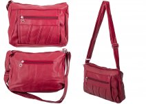 5733 TWIN TOP ZIP PU BAG WTH FRONT & BCK ZIP RED