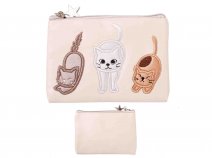 CP04 CREAM CAT APPLIQUE MINI PURSE