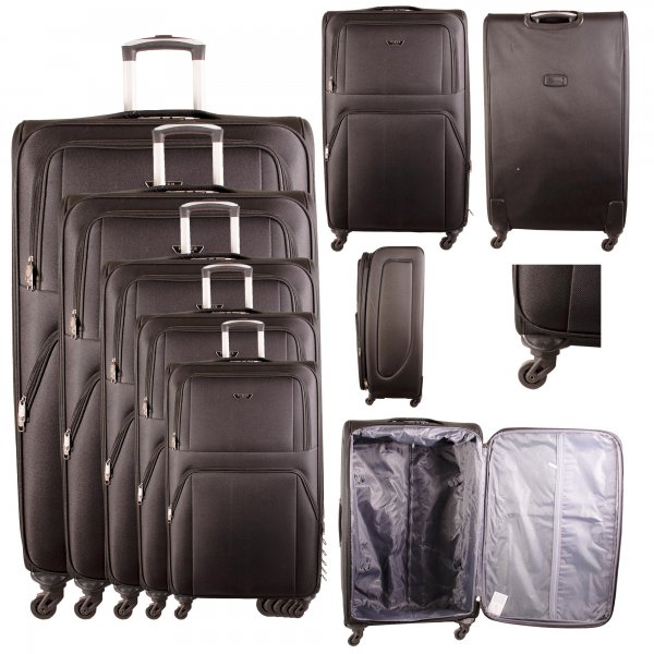 H-032 BLACK TRAVEL TROLLEY SET OF 5