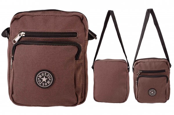 LL-169 CHOCOLATE CANVAS SHOULDER BAG