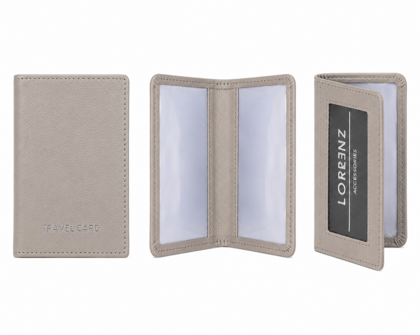 0994 Stone Folding Slimline Leather Travel Card Holder