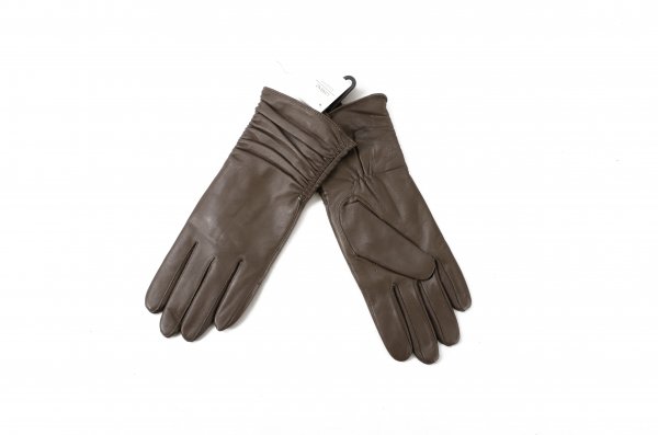 8916 D.BROWN SMALL LADIES FULL LEATHER GLOVES WT RETOUCHED EFFEC