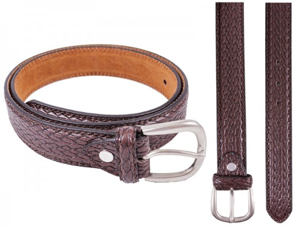 2725 1.25" Belt With Snake Grain Brown M (32"-36")