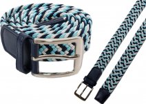 2796 NAVY WHITE UNISEX STRETCHY WOVEN CASUAL BELT M/L (32"-40")