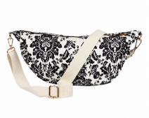 2325 Black Floral Quilted Sling-Chest Bag