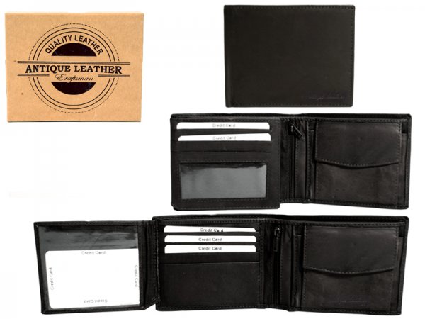 1060 BLACK ANTIQUE LEATHER RFID WALLET