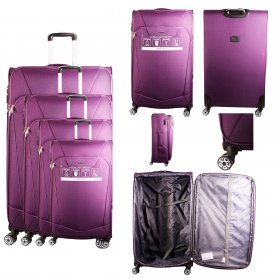 T-SC-02 DARK PURPLE SET OF 4 TRAVEL TROLLEY SUITCASES
