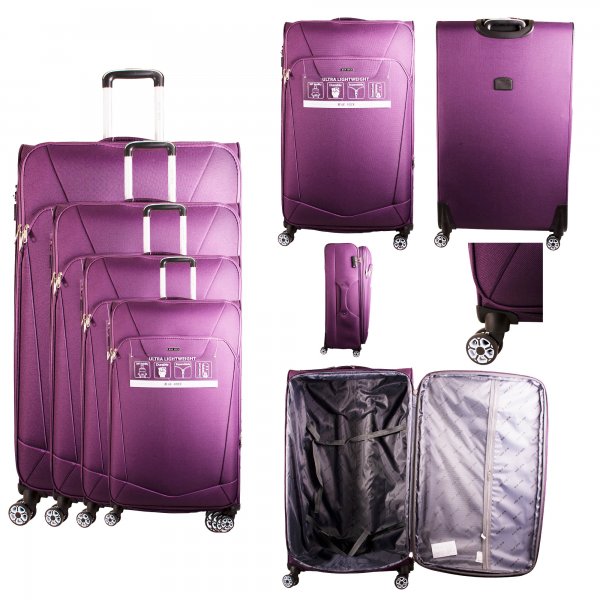 T-SC-02 DARK PURPLE SET OF 3 TRAVEL TROLLEY SUITCASES