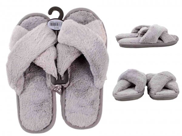 SL109 LADIES SLIPPERS GREY SMALL UK 3/4