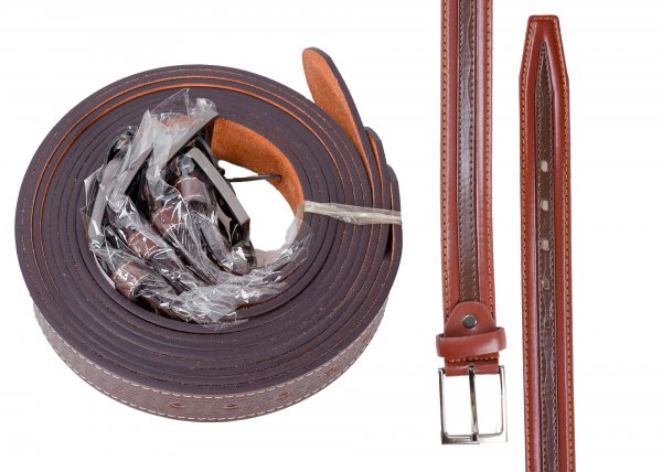 2726 M.BROWN 1.25" BELT WITH STITCH & EMBOSS DOZEN