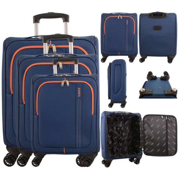 AR721 BLUE TROLLEY TRAVEL TROLLEY SET OF 3