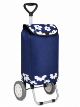 6957/S NAVY WITH NAVY FLORAL Shopping Trolley Adjustable Handle