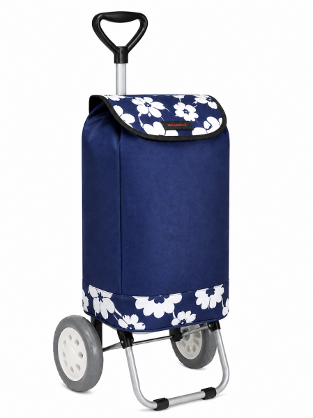 6957/S NAVY WITH NAVY FLORAL Shopping Trolley Adjustable Handle