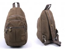 2526 TAUPE CRINKLED NYLON BACKPACK WITH 4 ZIPS