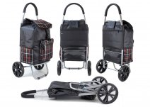 ST-07 COLLAPSABLE SHOPPING TROLLEY 2 WHEELS BLACK CHECK