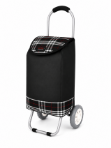 6958 2 WHEEL SHOPPING TROLLEY BLACK TARTAN