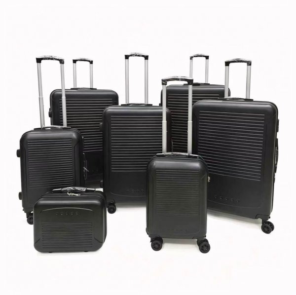 T-HC-716 SET OF 7 Black Premium Hard Shell Suitcases