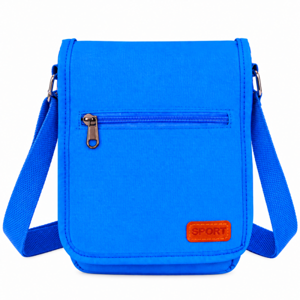 LL-256 Blue Polyester X-Body Shoulder Bag W/4 Zips (New)