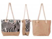 GRACE115 ZEBRA CANVAS SHOPPING/BEACH BAG