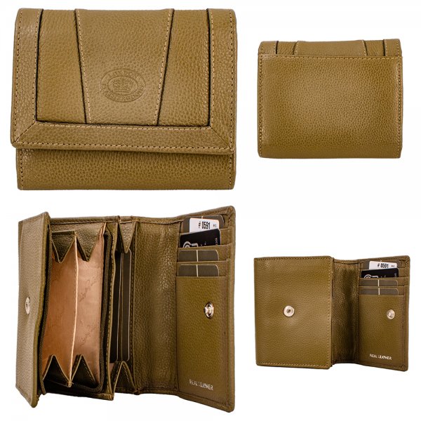 0591 OLIVE LEATHER MEDIUM FLIPOVER PURSE