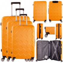 T-HC-11 ORANGE DETACHABLE WHEEL SET OF 3 TRAVEL TROLLEY SUITCASE