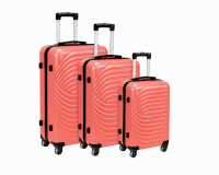 003 Set of 3 Coral Pink Hard Shell Suitcases