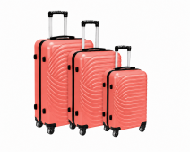 003 Set of 3 Coral Pink Hard Shell Suitcases