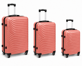 003 Set of 3 Coral Pink Hard Shell Suitcases