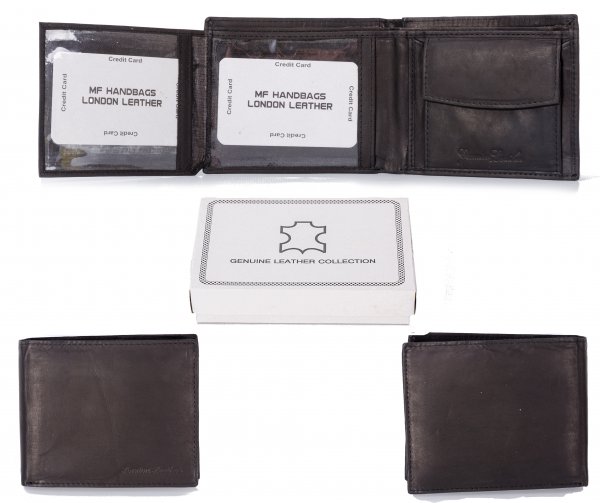 1066 RFID BLACK LONDON LEATHER WALLET W/CC FLAP