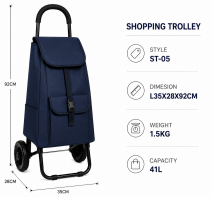 6966 Navy 2 Wheeler Trolley Bag